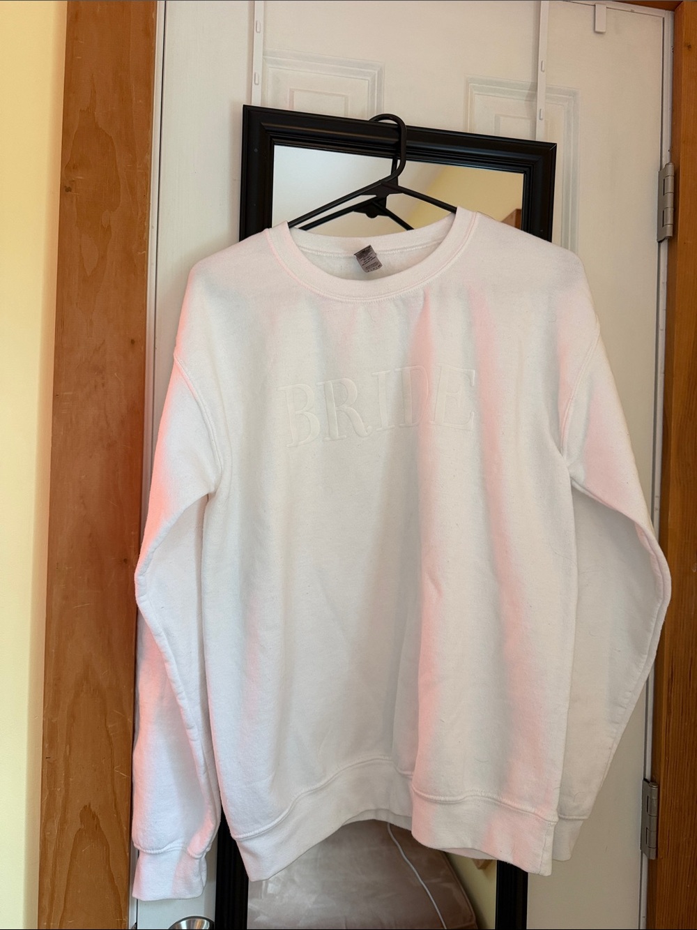 Gildan White 'BRIDE' Crewneck Sweater